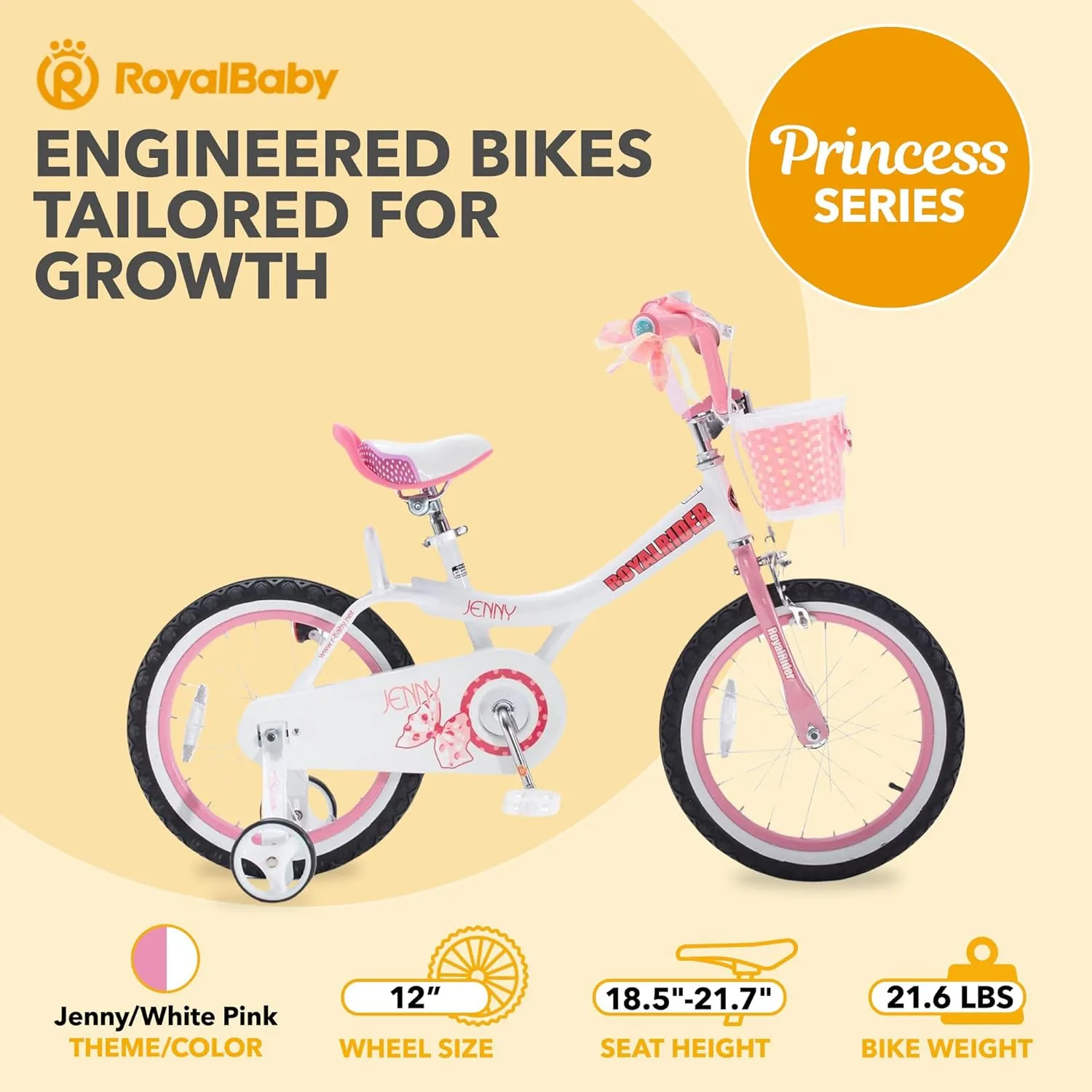 Royalbaby Princess Girls Kids Bike 12 14 16 18 20 Inch Children Bicycle with Basket for Age 3-12 Years