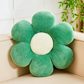 Sage Green Daisy Decorative Plush Pillow - 19.6" Floral Throw Pillow for Bed or Couch