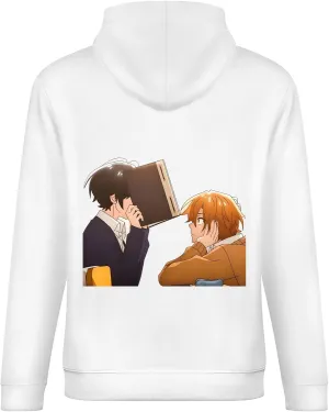 Sasaki- And- Miyano Post-Printed Word T-Shirt Pure Cotton T-Shirt Fashionable Hooded Sweatshirt L White-style