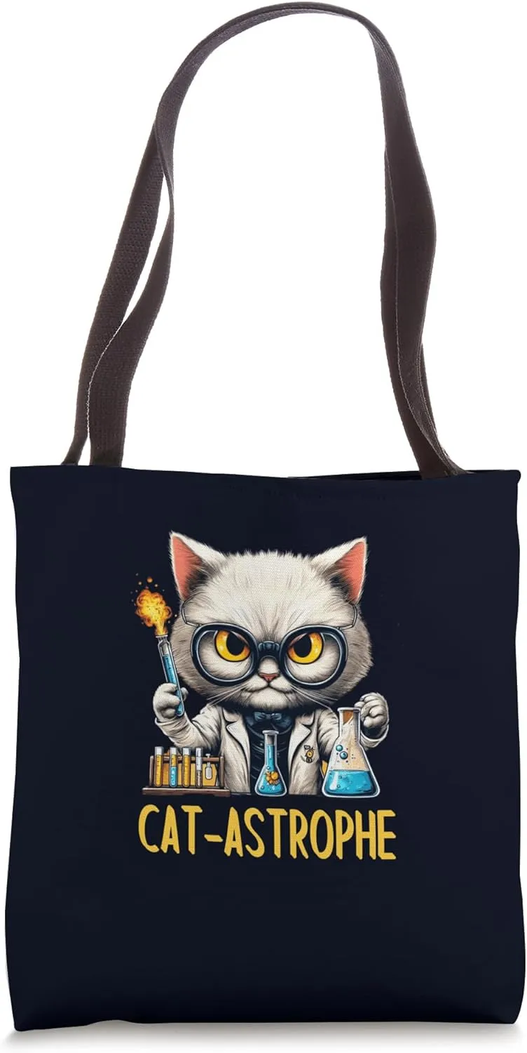 Science Cat Funny CAT-ASTROPHE Chemistry Lab Explosion Kitty Tote Bag