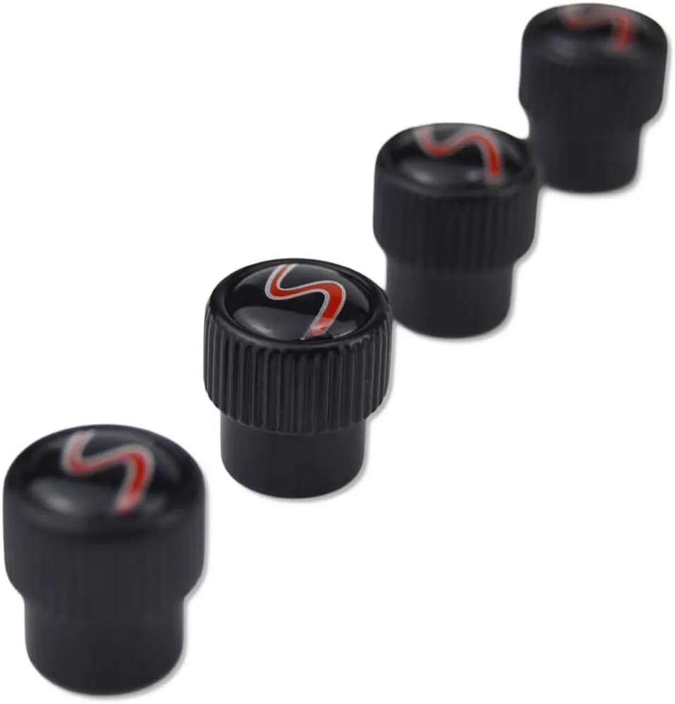 (Set of 4) S Metal Auto Tire Valve Stem Cap Cover with Resin S Emblem Covers Trim for Mini Cooper S Countryman S Clubman S JCW 36110429652
