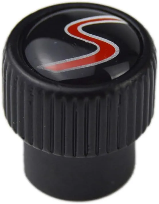 (Set of 4) S Metal Auto Tire Valve Stem Cap Cover with Resin S Emblem Covers Trim for Mini Cooper S Countryman S Clubman S JCW 36110429652