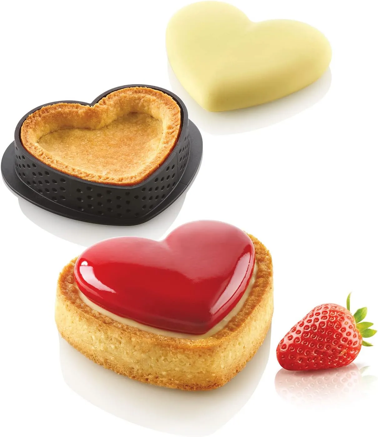 silikomart Mini TARTE Petit Amour kit composed by silicone mould and thermoplastic rings