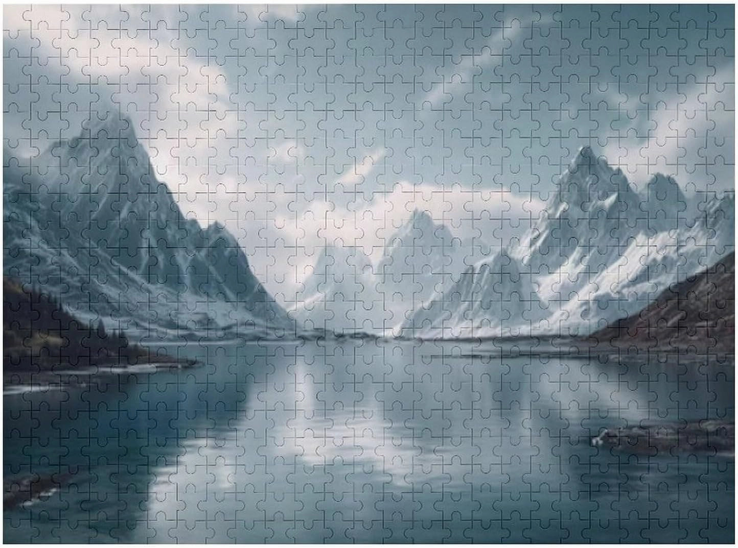 Snowy Mountain Range with a Lake 1000 Piece Jigsaw Puzzle for Adults, Home Decor Birthday Party Gift Family Game Toy as Wall Art Decor Poster