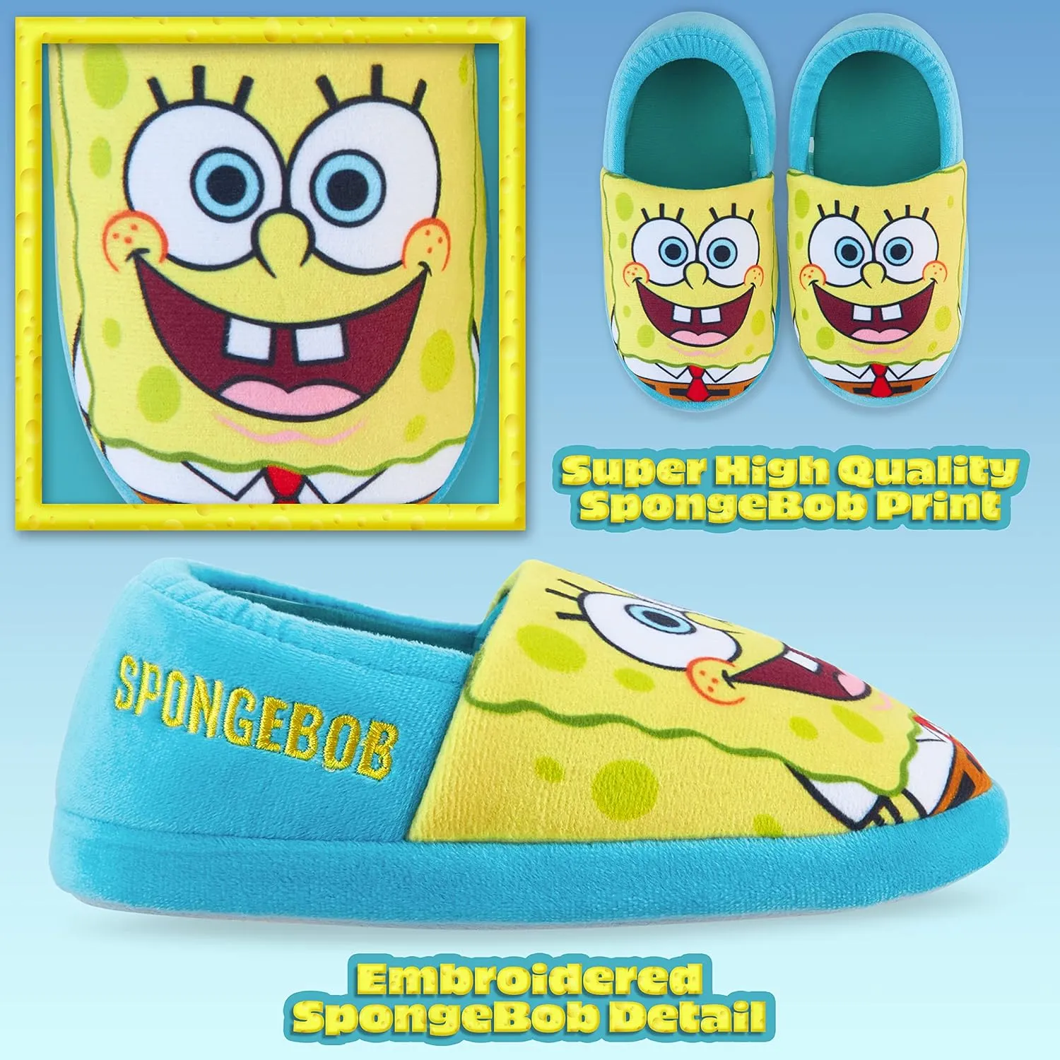 SpongeBob SquarePants Kids Slippers Boys Girls Character Slippers