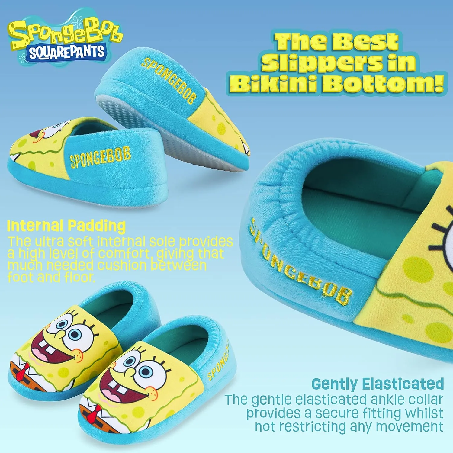 SpongeBob SquarePants Kids Slippers Boys Girls Character Slippers