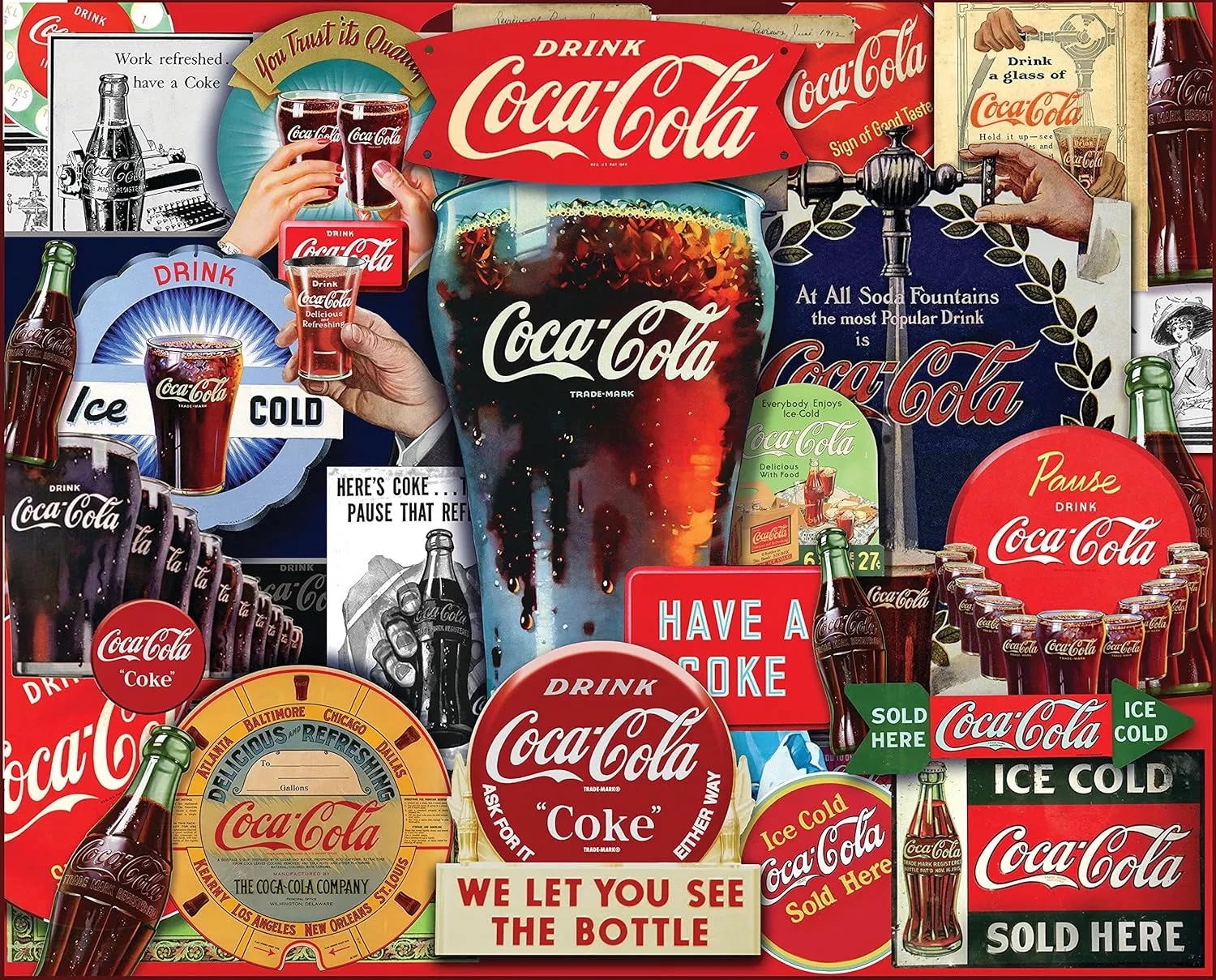 Springbok 1000 Piece Jigsaw Puzzle Coca-Cola Decades of Tradition - Made in USA