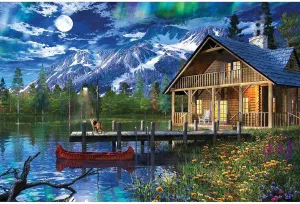 Springbok Majestic 1000 Piece Wooden Jigsaw Puzzle Moon Cabin Retreat