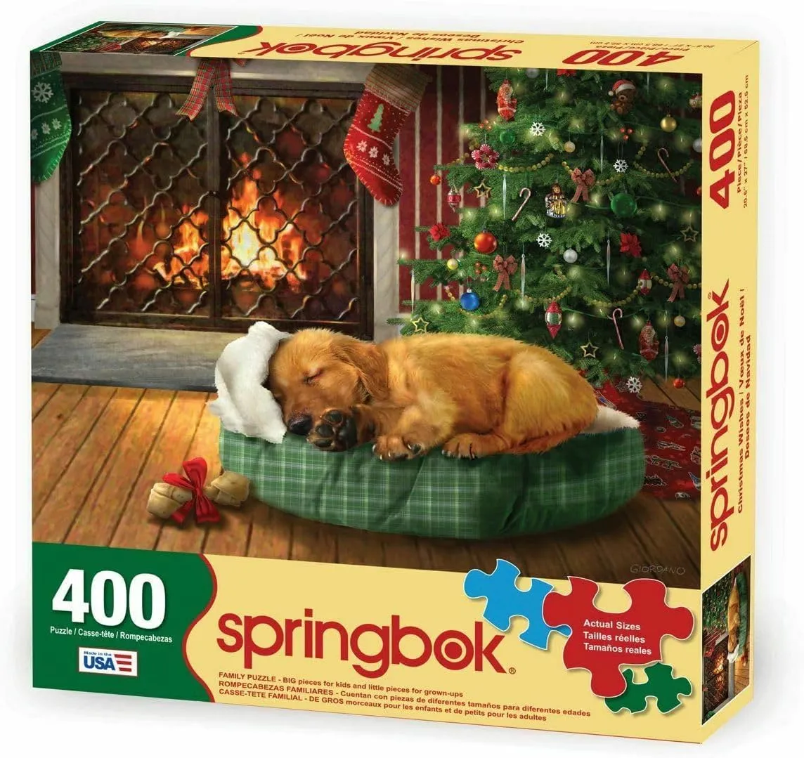 Springbok Puzzles - Christmas Wishes - 400 Piece Jigsaw Puzzle - Large 26.75 Inches by 20.5 Inches Puzzle - Made in USA - Unique Cut Interlocking Pieces - Big Pieces for Kids & Small Pieces for Adults