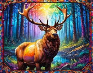 Springbok Stained Glass Elk 1000 Piece Jigsaw Puzzle for Adults