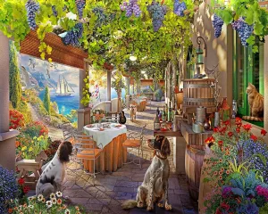Springbok Vineyard Porch 1000 Piece Jigsaw Puzzle for Adults - Escape to a Beautiful Vineyard Retreat with This Relaxing Image by Artist Henriette Chinaglia