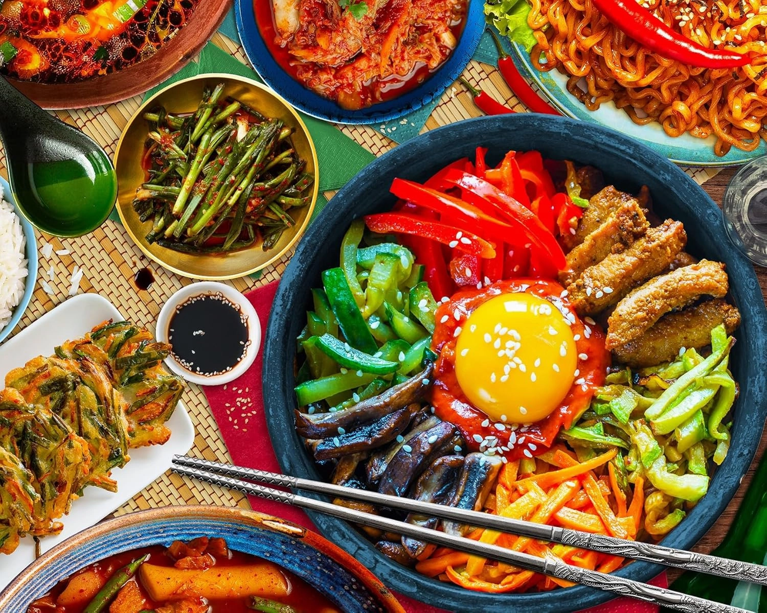 Springbok Korean Delight 1000 Piece Jigsaw Puzzle for Adults - Enjoy a Tasty Escape with This Korean Buffet for The Eyes