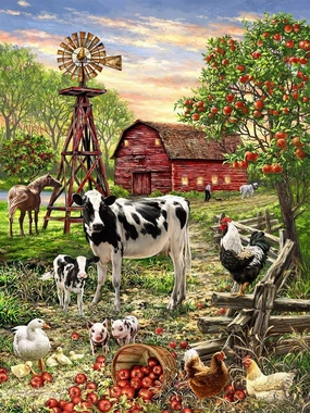 Springbok Puzzle to Remember - Alzheimer & Dementia Activity - 100 Piece Jigsaw Puzzle Barnyard Animals - Made in USA