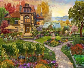 Springbok's 500 Piece Jigsaw Puzzle Vineyard Retreat - Made in USA