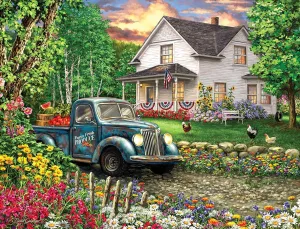 Springbok's 1000 Piece Jigsaw Puzzle Simpler Times - Grid Cut Pieces - Made in USA