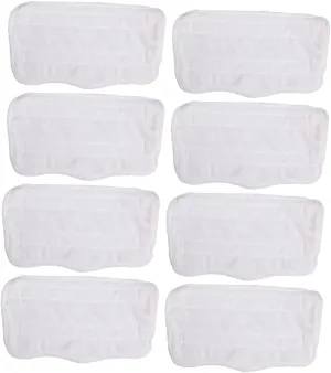 Steam Mop Pad Set 8 Reusable Pads for H2o S3111 Steam Mop Pads Replacement for Floor Cleaning White Steam Mop Pad Kit