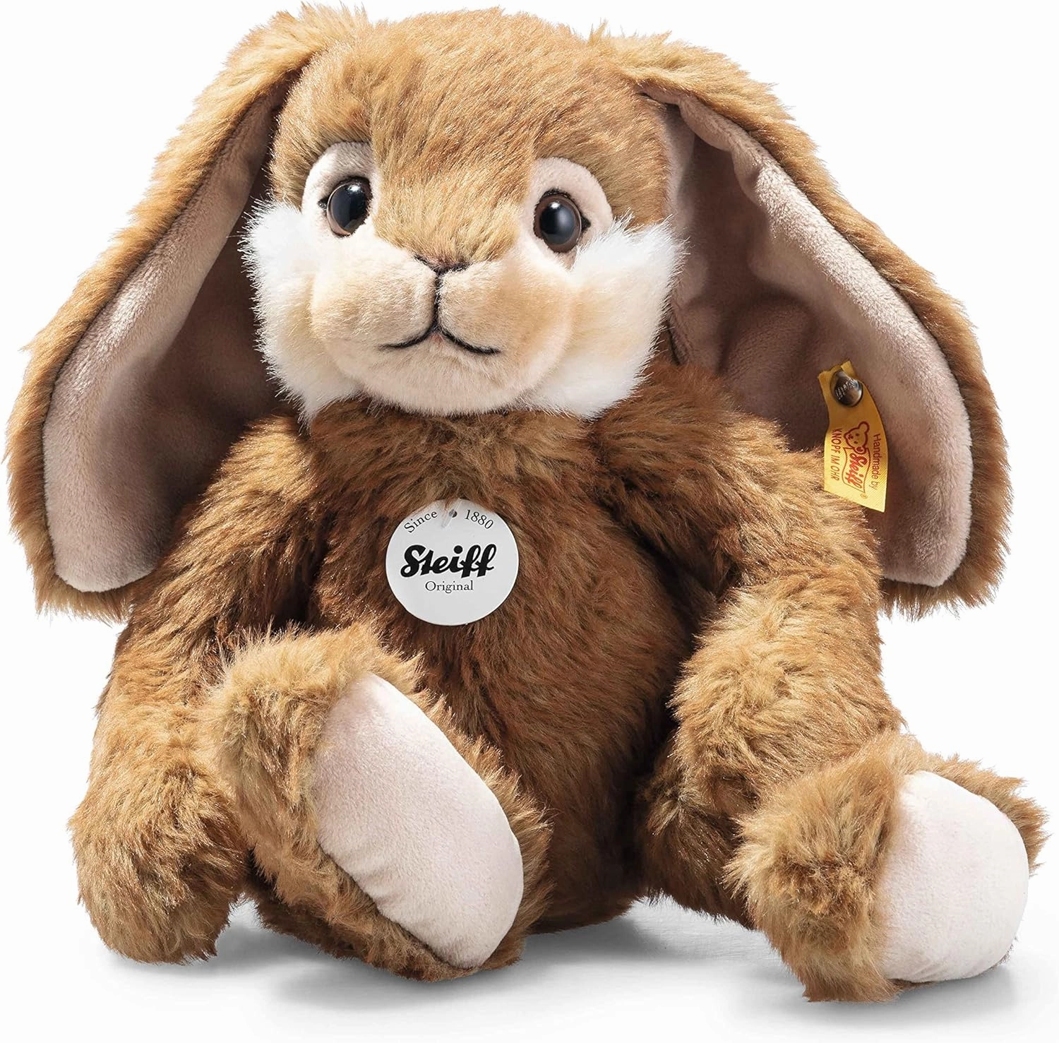 Steiff Bommel Dangling Rabbit, Glazed Ginger Brown, Premium Stuffed Animal Plush