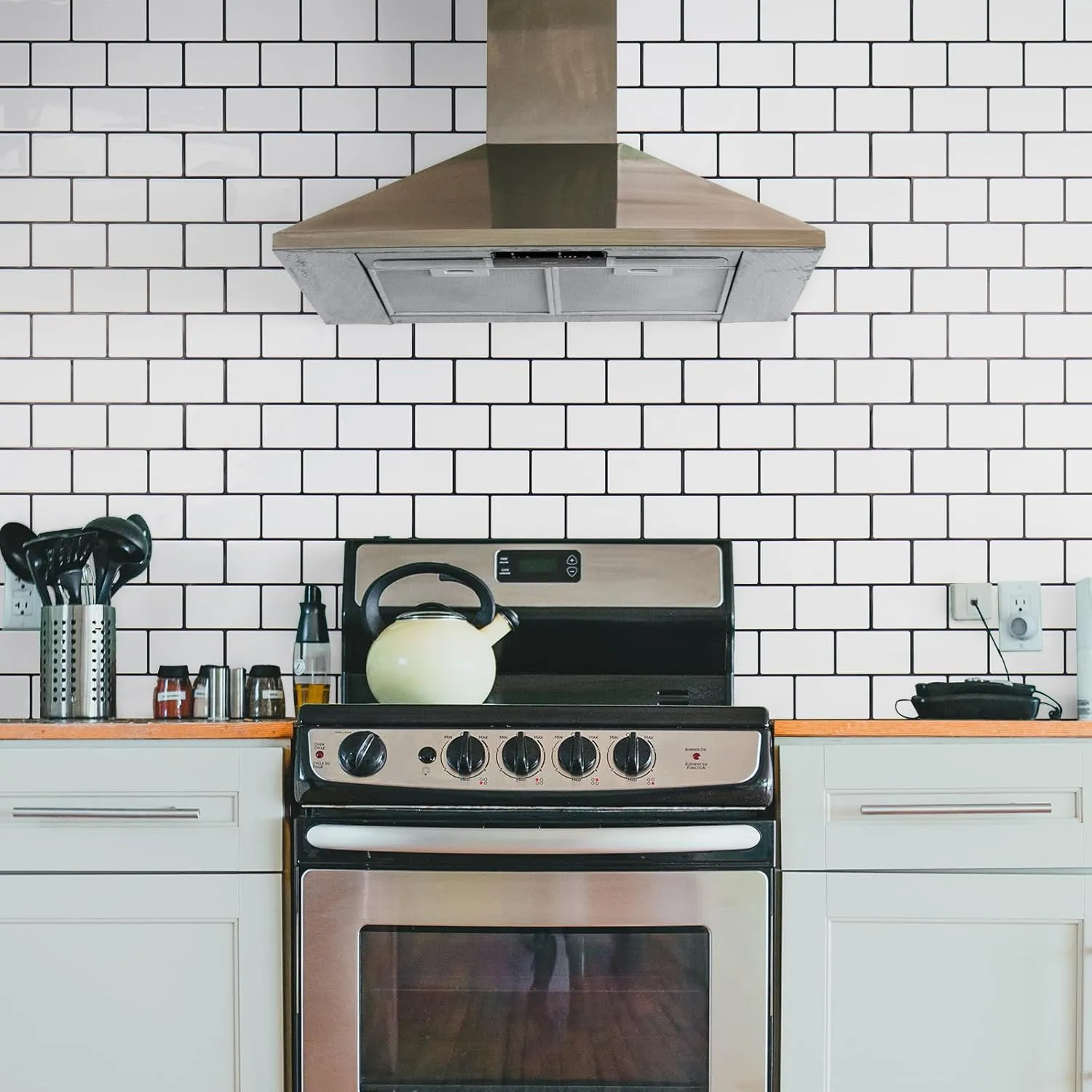 STICKGOO 10-Sheet Peel and Stick Backsplash, White Subway Tile Stick on Backsplash for Kitchen (Thicker Design)