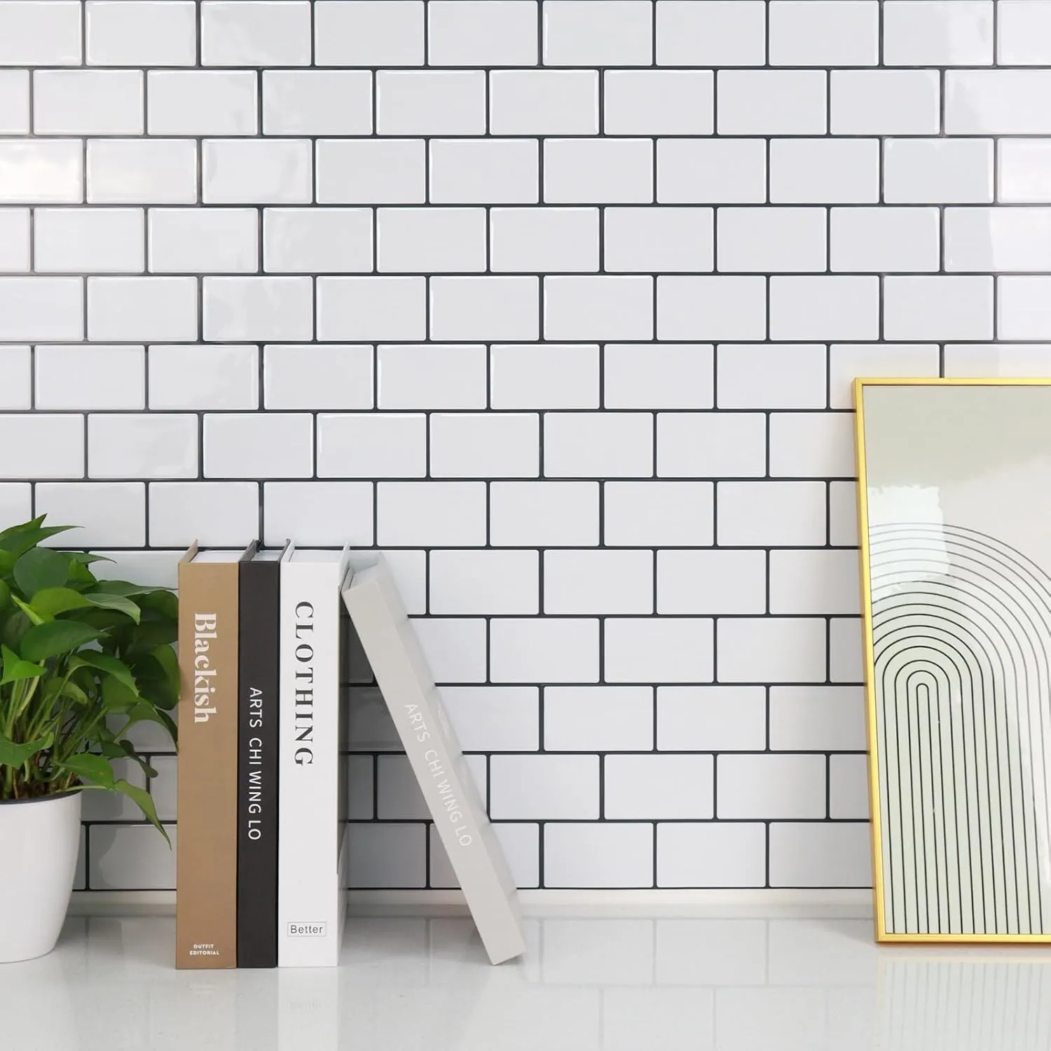 STICKGOO 10-Sheet Peel and Stick Backsplash, White Subway Tile Stick on Backsplash for Kitchen (Thicker Design)