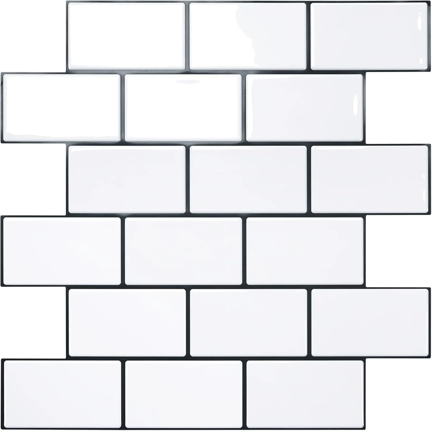 STICKGOO 10-Sheet Peel and Stick Backsplash, White Subway Tile Stick on Backsplash for Kitchen (Thicker Design)