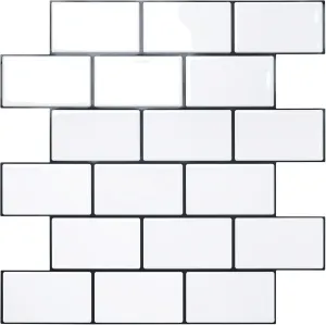 STICKGOO 10-Sheet Peel and Stick Backsplash, White Subway Tile Stick on Backsplash for Kitchen (Thicker Design)
