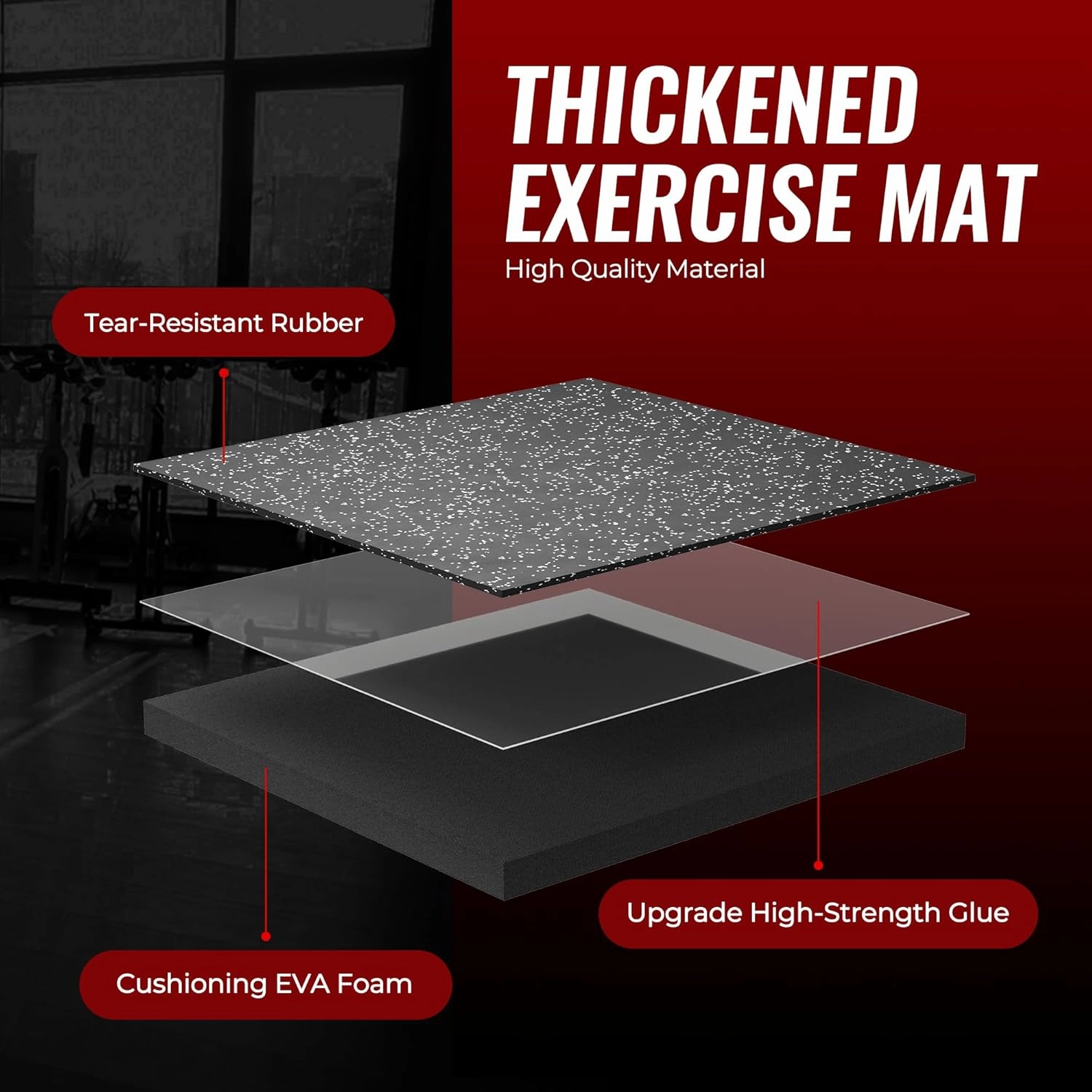 SUPERJARE 0.79'' Extra-Thick Exercise Equipment Mats, 18 Pcs 72 Sq Ft Rubber Top Floor Tiles with High Density EVA Foam, Interlocking Gym Flooring for Home Gym, Workout Mat, Black/Grey
