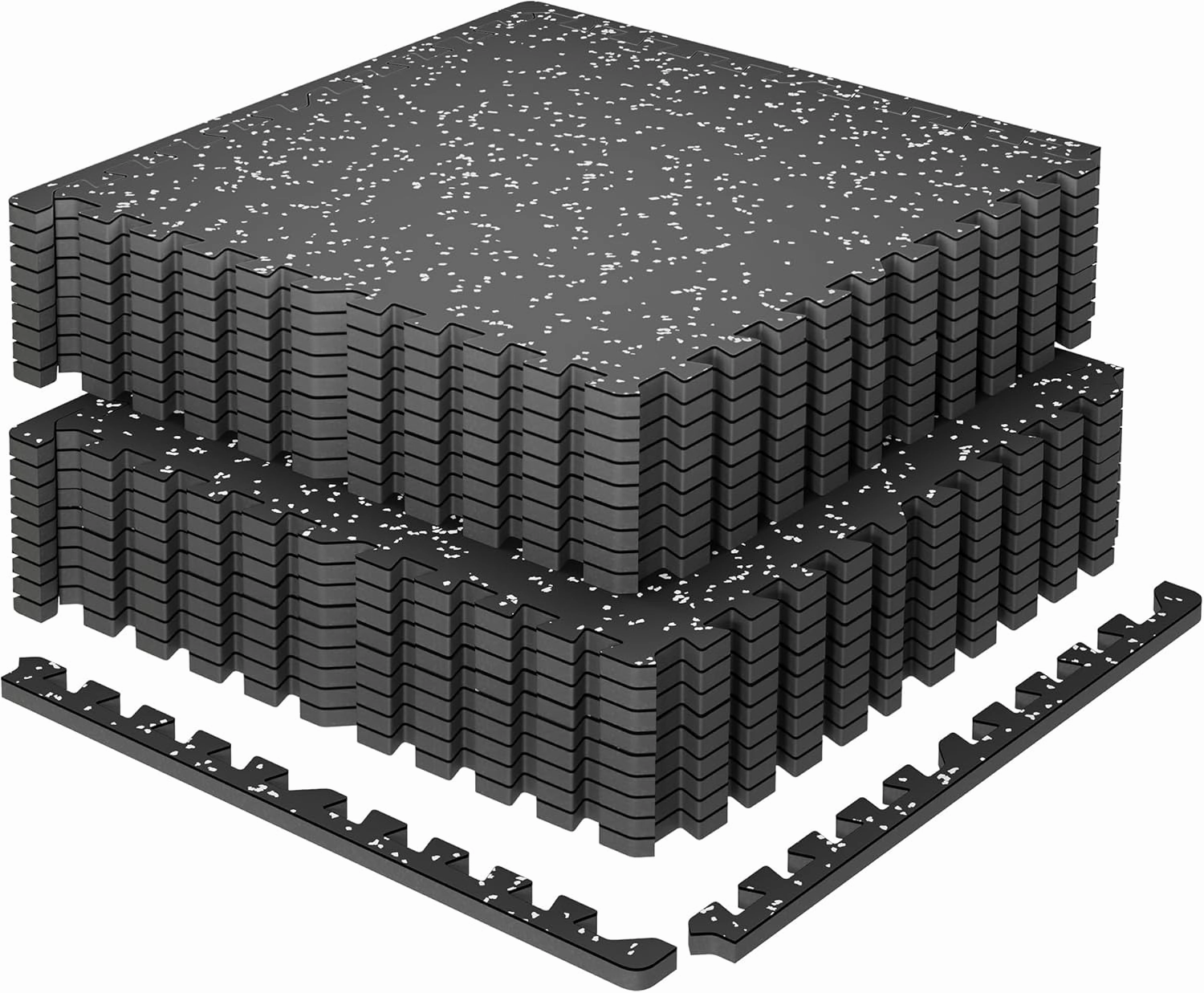 SUPERJARE 0.79'' Extra-Thick Exercise Equipment Mats, 18 Pcs 72 Sq Ft Rubber Top Floor Tiles with High Density EVA Foam, Interlocking Gym Flooring for Home Gym, Workout Mat, Black/Grey