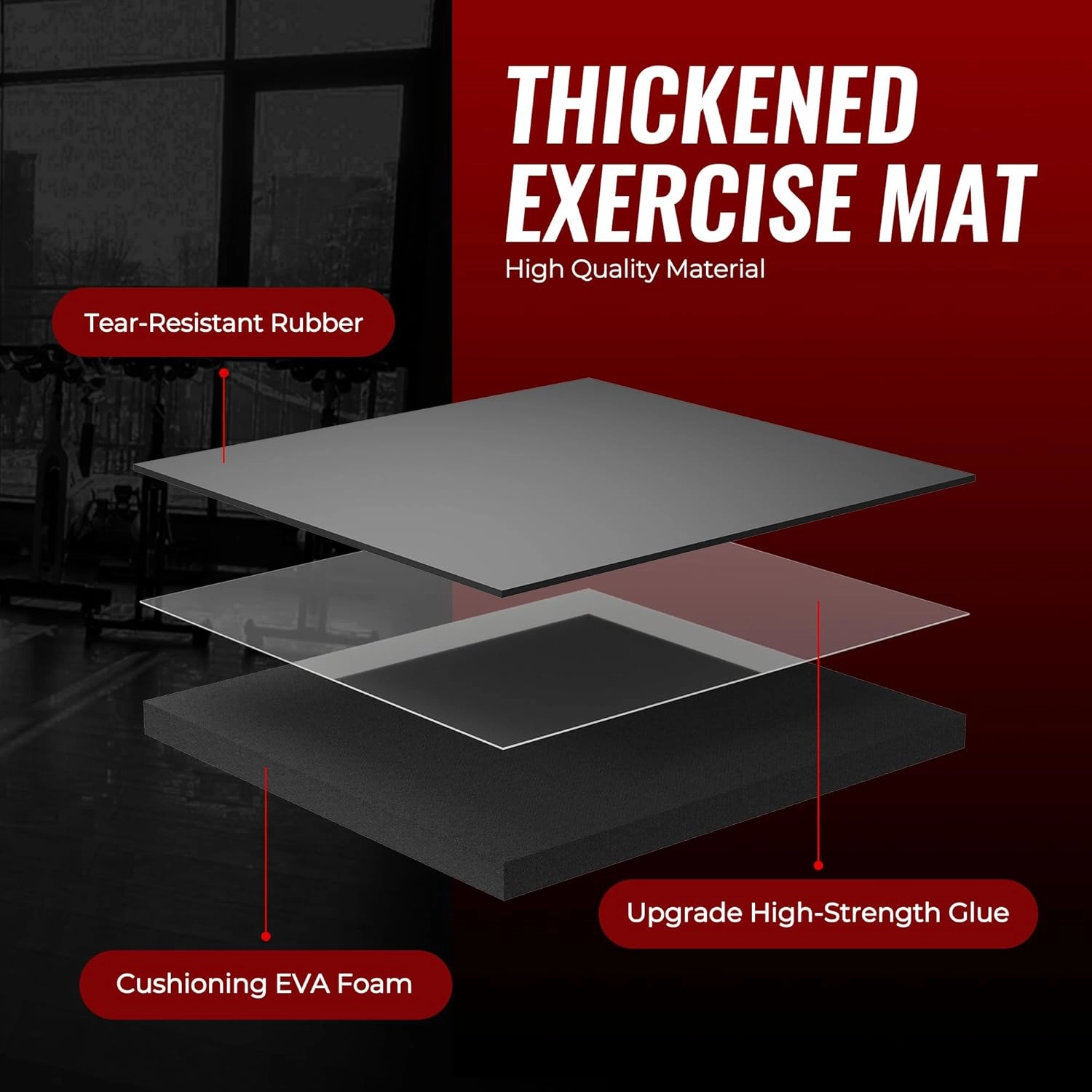 SUPERJARE 0.79 Inch Gym Flooring for Home Gym, Exercise Equipment Mats with Rubber Top, Interlocking Rubber Floor Tiles for Home Gym and Fitness Room, Protective Flooring Mat