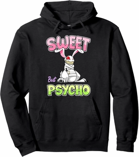 Sweet But Psycho Shirt Bunny Creepy Gothic Rabbit Funny Pullover Hoodie
