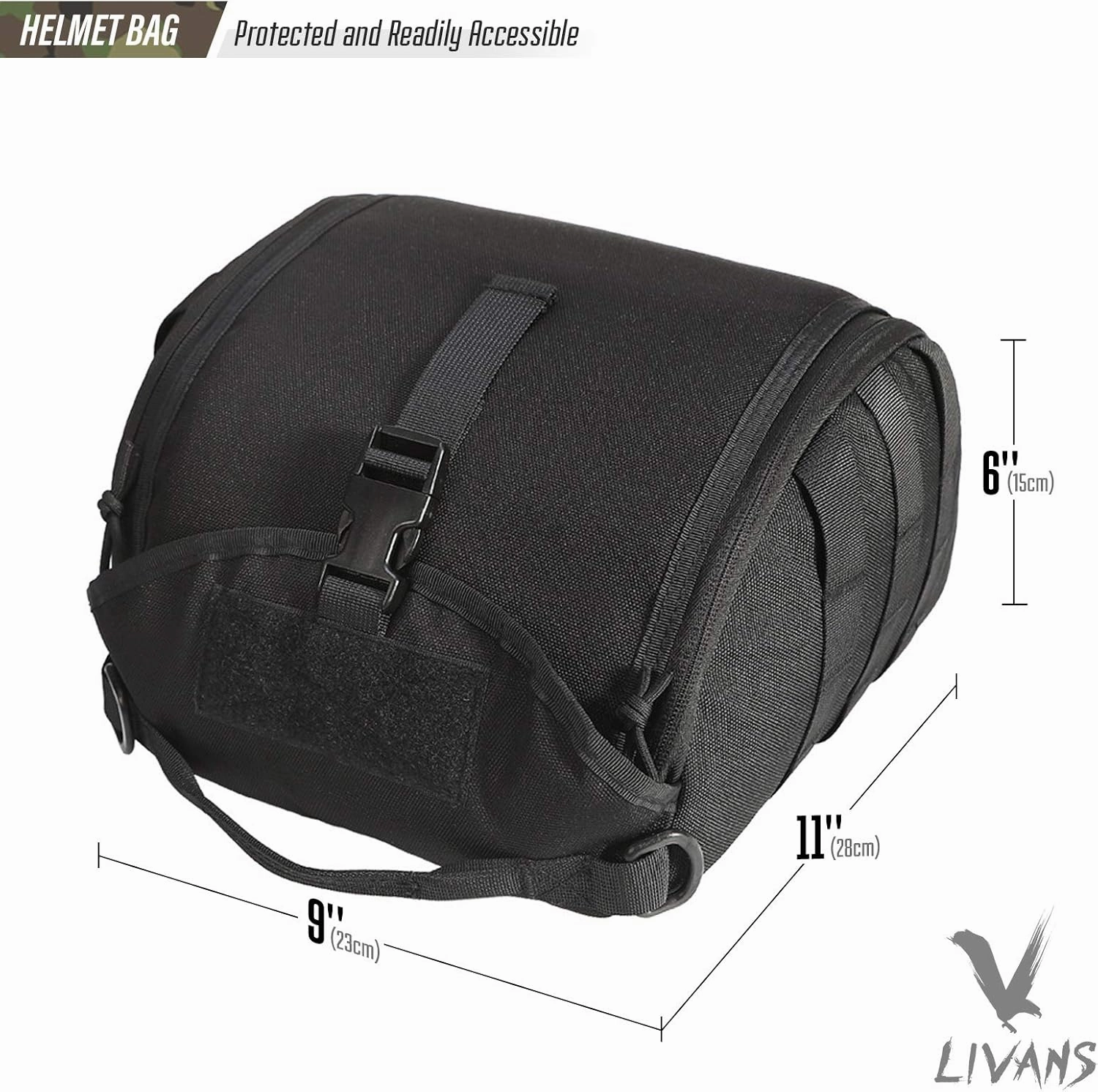 Tactical Helmet Bag, Padded Storage for Airsoft, Motorcycle Helmets; Molle Bag with Scratch-Resistant Design, Fleece Lining