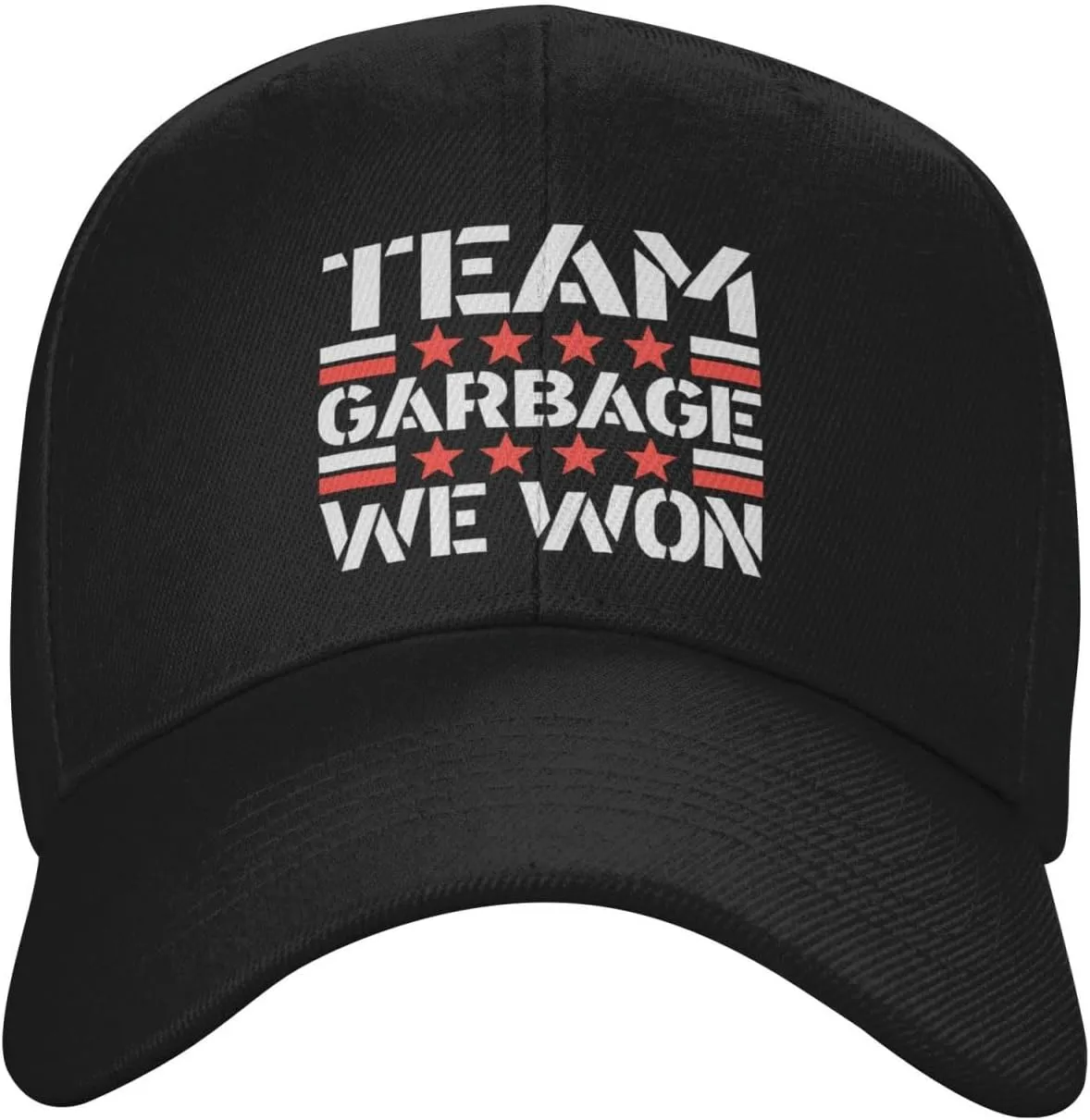Team Garbage We Won Baseball Cap Adjustable Safety Classic Golf Hat Running Outdoor Activities Breathable Lightweight Black