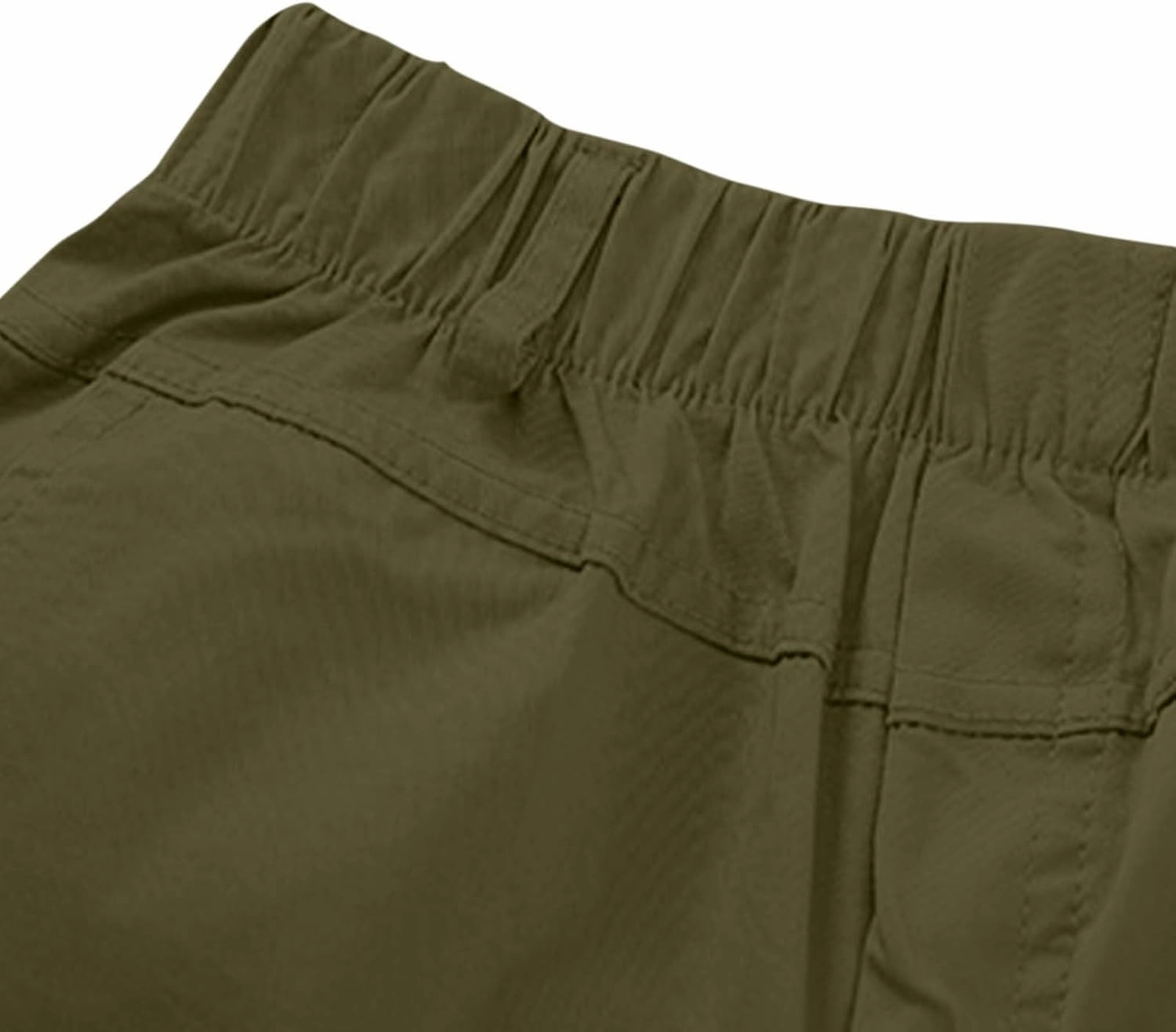 Teen Boys Bermuda Cargo Shorts Knee Length Elastic Waist Summer Casual Fitted Multi-Pockets Twill Half Pants