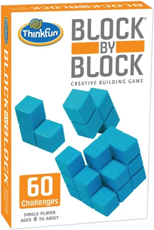 ThinkFun Block by Block - Engaging 3D Puzzle Game | Enhances Architectural Skills | Mind Teaser for Ages 8 and Up | Travel-Friendly with Game-Go Storage Bag