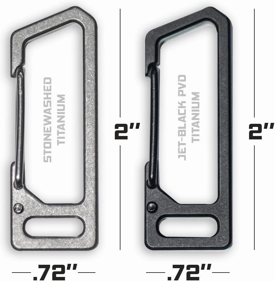 TIRANT Latch (Stonewashed) Minimal 6Al-4V Titanium Carabiner & Bottle Opener - Keychain, Key Rings, or Key Organizer
