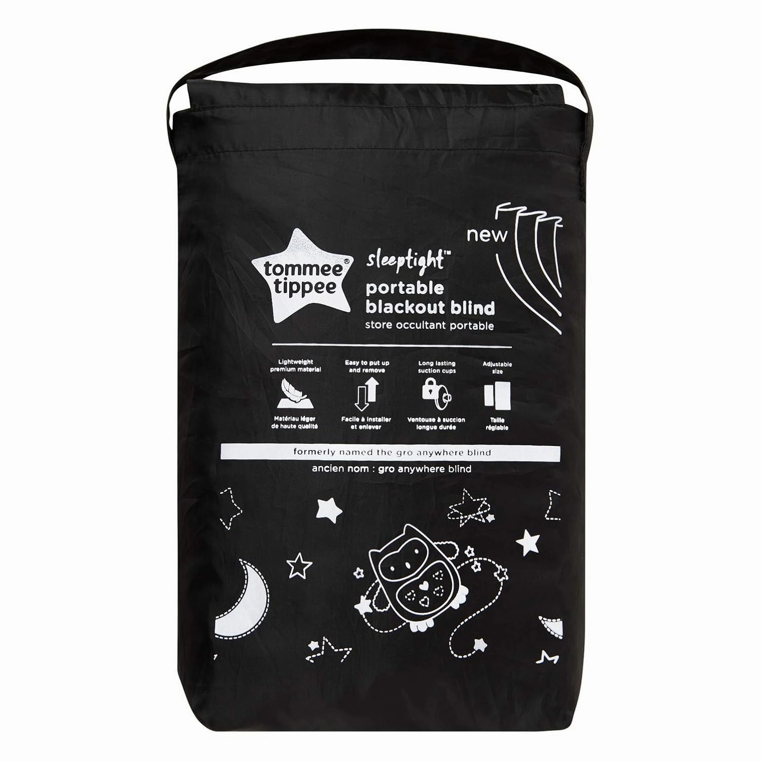 Tommee Tippee Portable Baby Blackout Blind, Medium, 51 x 39 Inches, Travel Window Blinds, Strong Suction, Foldable, Lightweight Naptime Blind, Nighttime Animations