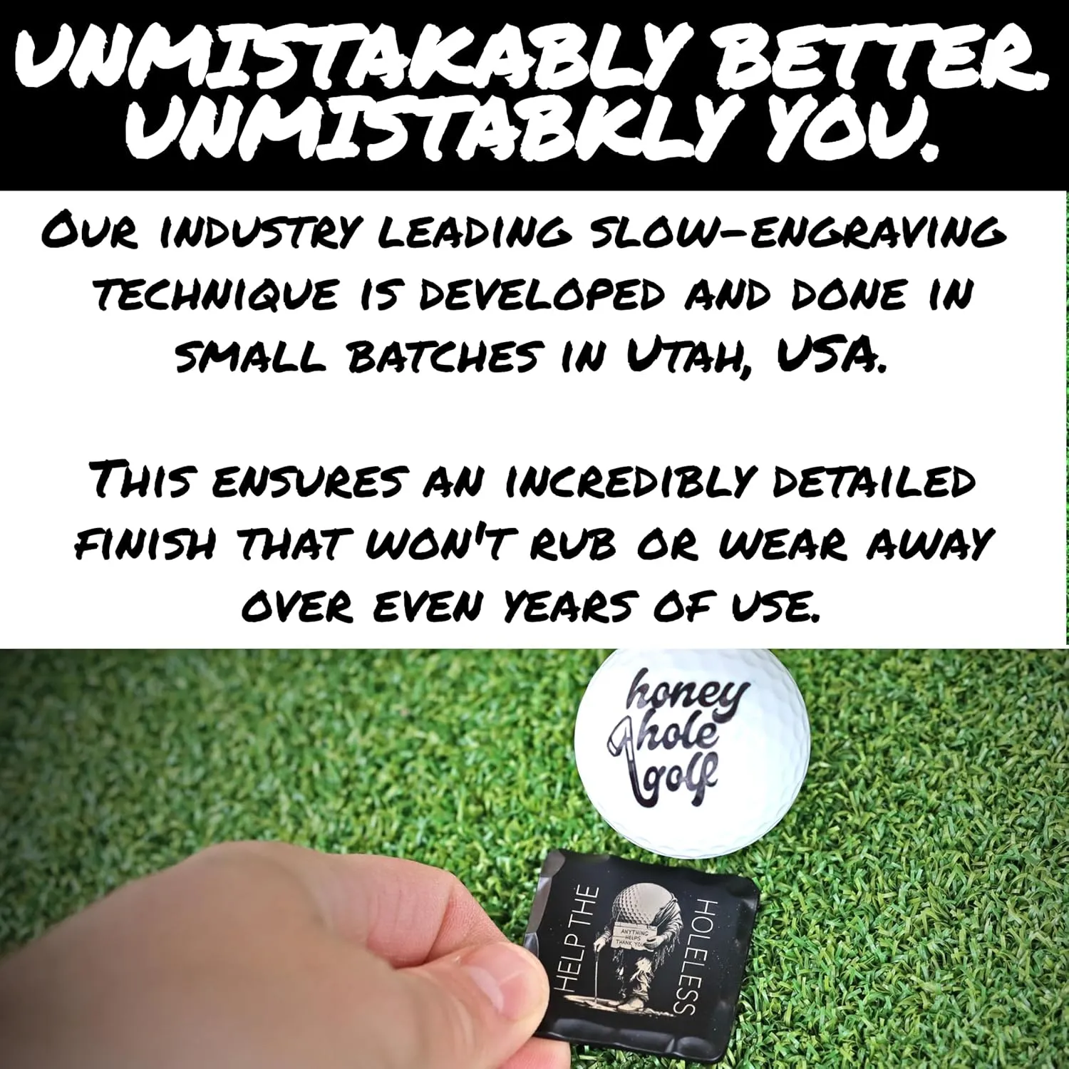 Tour Grade Metal Golf Ball Marker – Hand Polished and Sealed with Gear Hugger Rust Protector - Scratch Resistant - Designed & Engraved in USA – Lifetime Protection