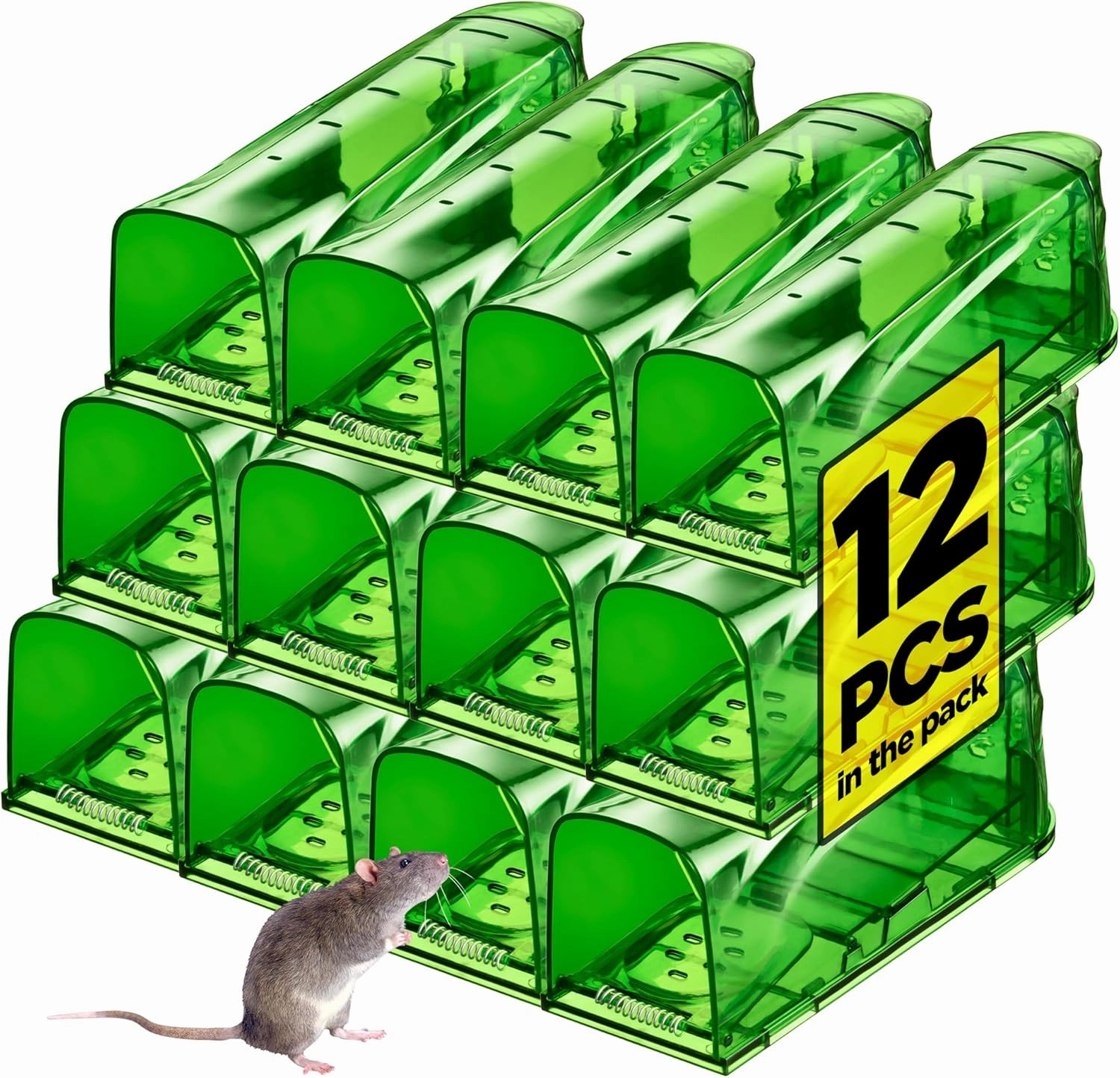 Trazon Humane Mouse Traps Catch and Release That Work Mouse Traps No Kill Live Mouse Traps Reusable Mouse Traps for House Garage Outside Small Mice Multiple Mice - 12 Pack