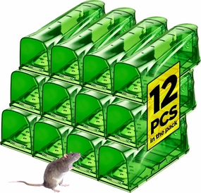 Trazon Humane Mouse Traps Catch and Release That Work Mouse Traps No Kill Live Mouse Traps Reusable Mouse Traps for House Garage Outside Small Mice Multiple Mice - 12 Pack
