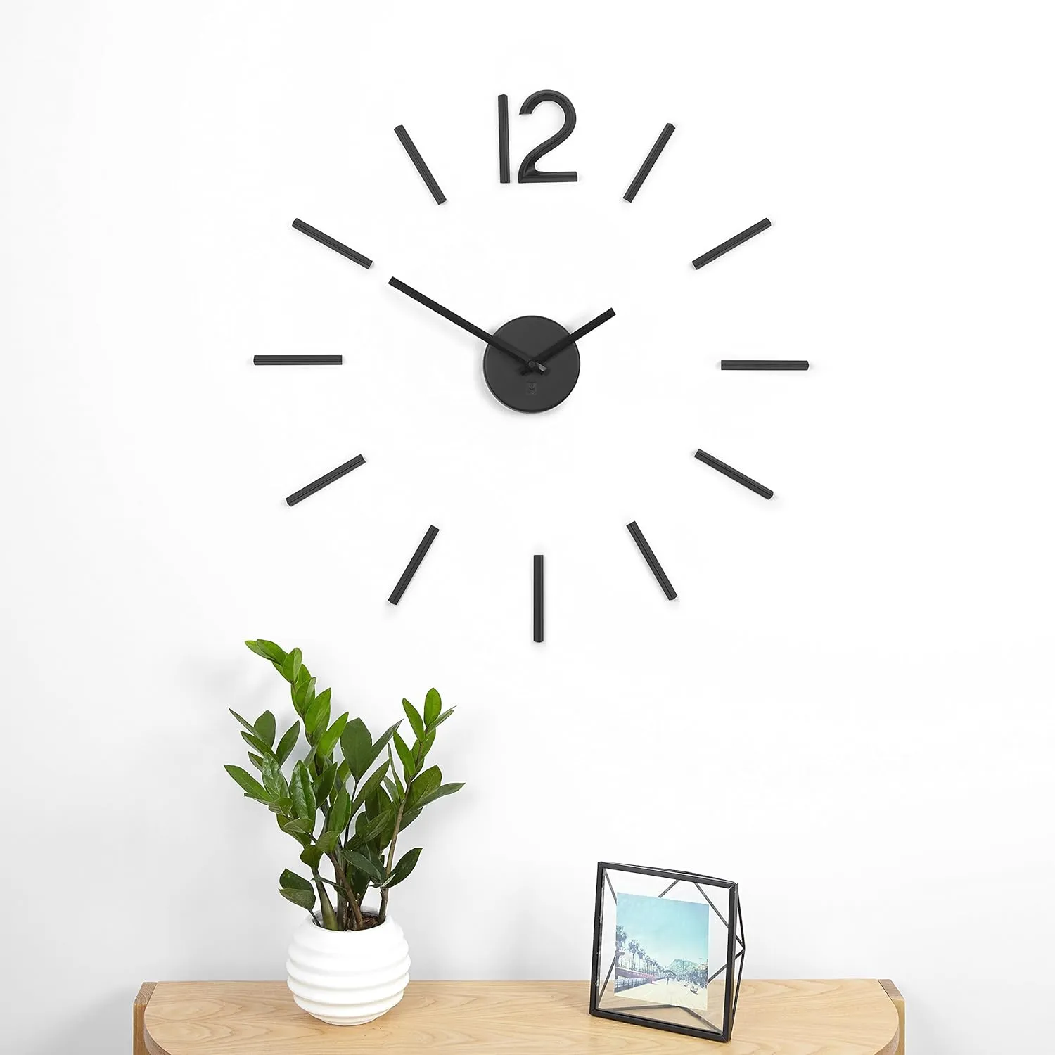 Umbra 1005400-040 Blink Wall Clock Black - Easy to Paste Sticker Numbers, Frameless Large Decorative Clock, Simple Indicators, Minimalist, Black,39.25 Inch L x 39.25 W 1.38 H