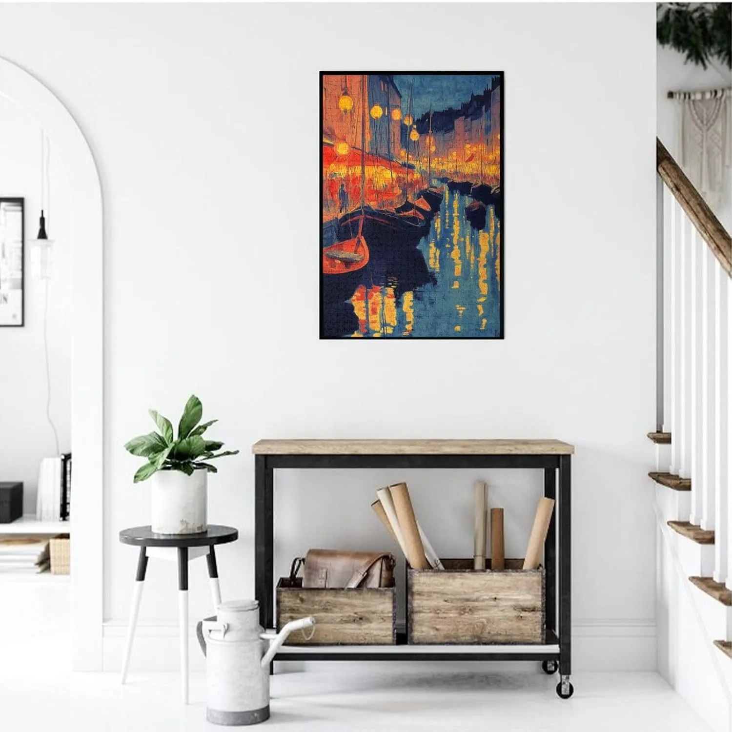 Urban Waterway Sailing Puzzle - 1000 Piece Wooden Jigsaw for Adults,Challenging City River & Boat Landscape Art，Pieces Fit Together Perfectly,Enjoy Solving Process,Gifts fro Friends