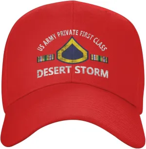 Us Army Private First Class Desert Storm Baseball Cap Adjustable Safety Classic Golf Hat Running Outdoor Activities Breathable Lightweight