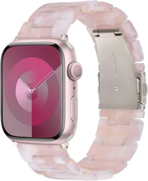 V-MORO Resin Bands Compatible with Apple Watch Series 10/9/8/7 41mm/42mm Fashion Lightweight Cute Strap with Starlight Buckle for iwatch Series SE/6/5/4/3/2/1(Floral Pink,38mm/40mm/41mm/42mm)