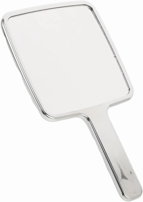 VICASKY Portable Makeup Mirror Handle Pink Hand Mirror for Women with Square Rhinestone Design Compact Fashionable