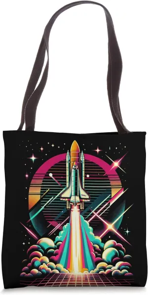 Vintage Space Shuttle Launch Kennedy Space Centre Vapor Wave Tote Bag