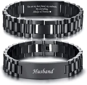 VNOX Masculine Watch Band Stainless Steel Link Bracelet Personalized Jewelry Gift for Men DAD Father Husband Boyfriend