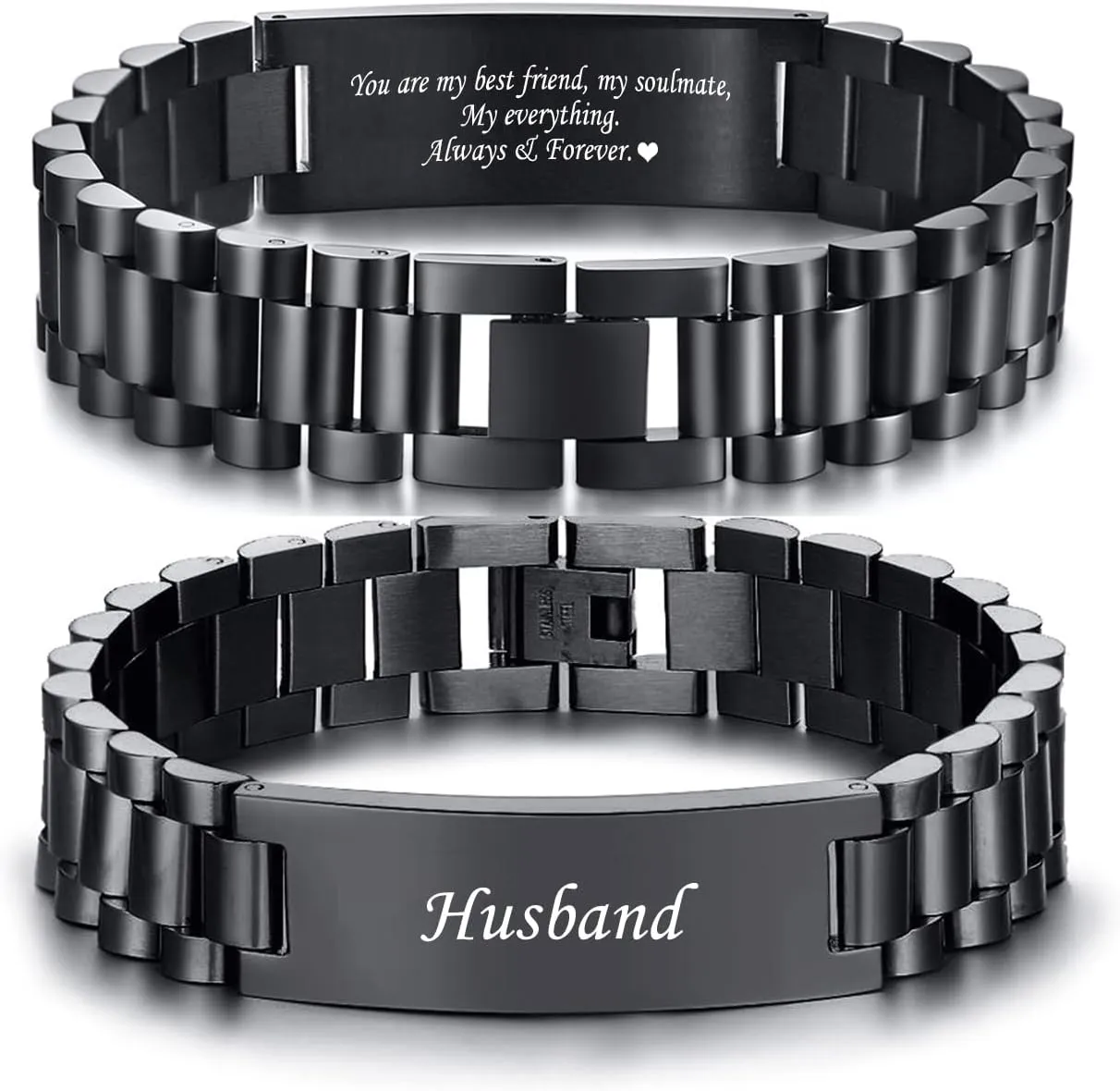 VNOX Masculine Watch Band Stainless Steel Link Bracelet Personalized Jewelry Gift for Men DAD Father Husband Boyfriend
