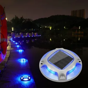 VOLISUN Solar Driveway Dock Marine Lights 8-Pack,2 Colors in 1,Outdoor LED Deck Lights,Solar Powered Waterproof Driveway Marker Light for Warning Step Sidewalk Pathway (White/Blue)