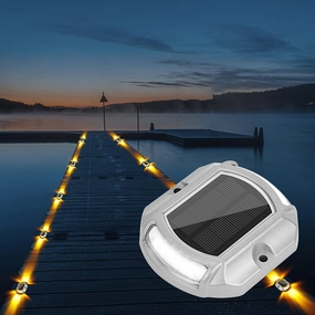 VOLISUN Solar Driveway Lights 16 Pack, 2 Colors in 1, Waterproof Outdoor Warning Step Lights for Dock, Deck, Sidewalk, Pathway (White/Warm White)