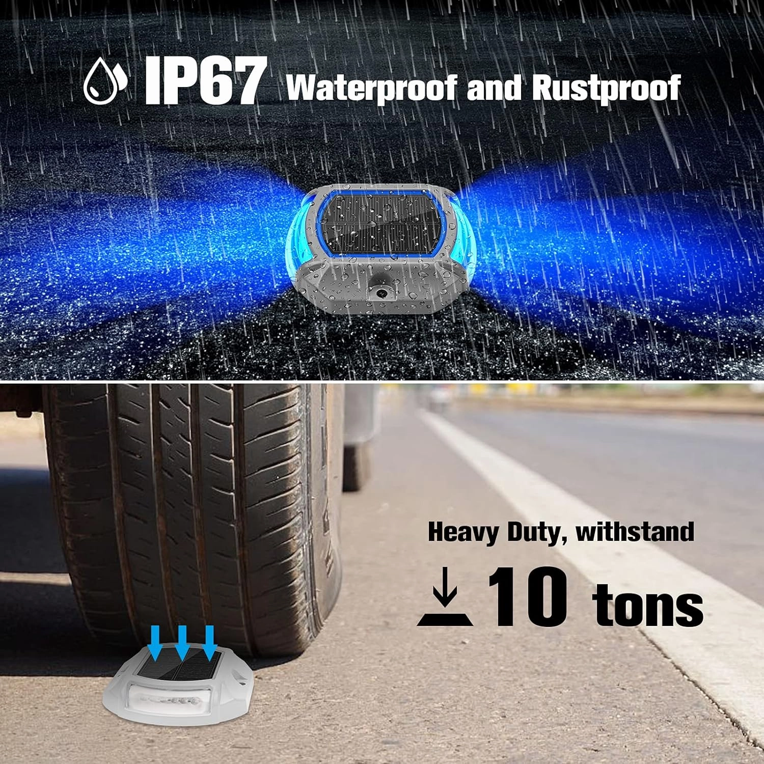 VOLISUN Solar Driveway Lights - 16 Pack, 2 Colors, LED Solar Powered Waterproof Outdoor Warning Step Lights for Driveway, Sidewalk, Pathway