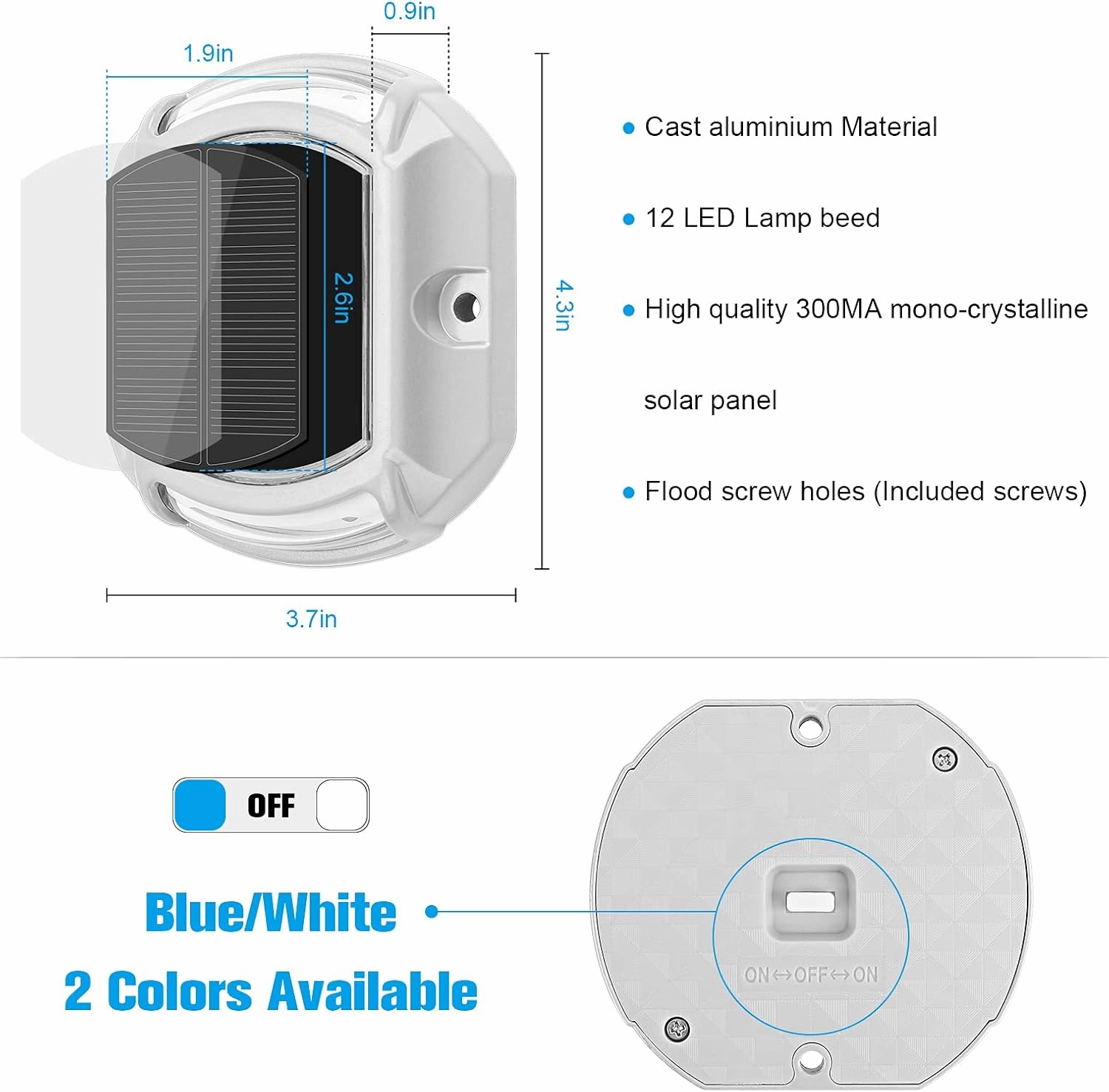 VOLISUN Solar Driveway Lights - 16 Pack, 2 Colors, LED Solar Powered Waterproof Outdoor Warning Step Lights for Driveway, Sidewalk, Pathway